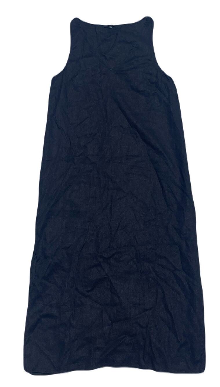 Madewell Black Linen Cotton Blend V neck Tank Sleeveless Summer Goth Dress